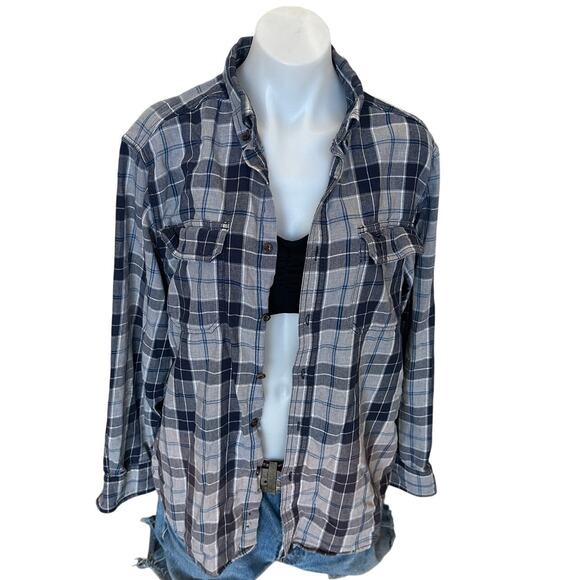 Snoopy Woodstock Plaid Flannel Shirt MEDIUM Oversizes Unique Upcycled Peanuts - Picture 3 of 6